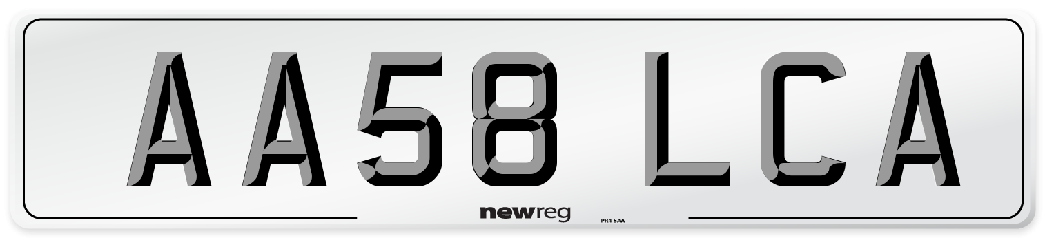 AA58 LCA Number Plate from New Reg